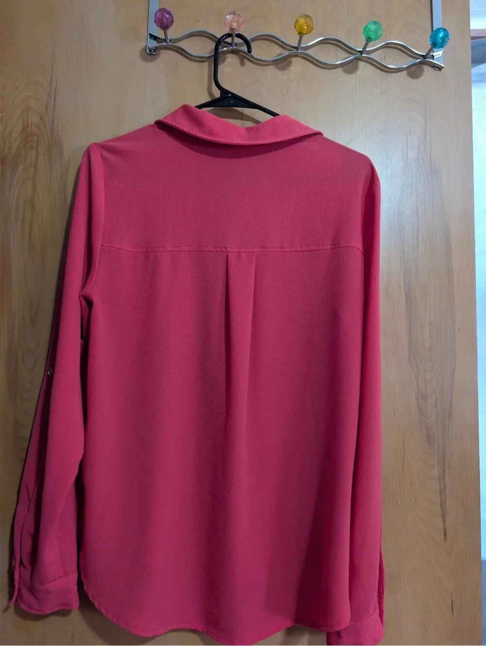 Michael Kors Medium Red Zip Front Long Sleeve Blouse